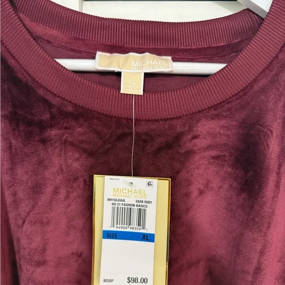 Michael Kors Rich Burgundy Cold Shoulder Blouse - Picture 2 of 3